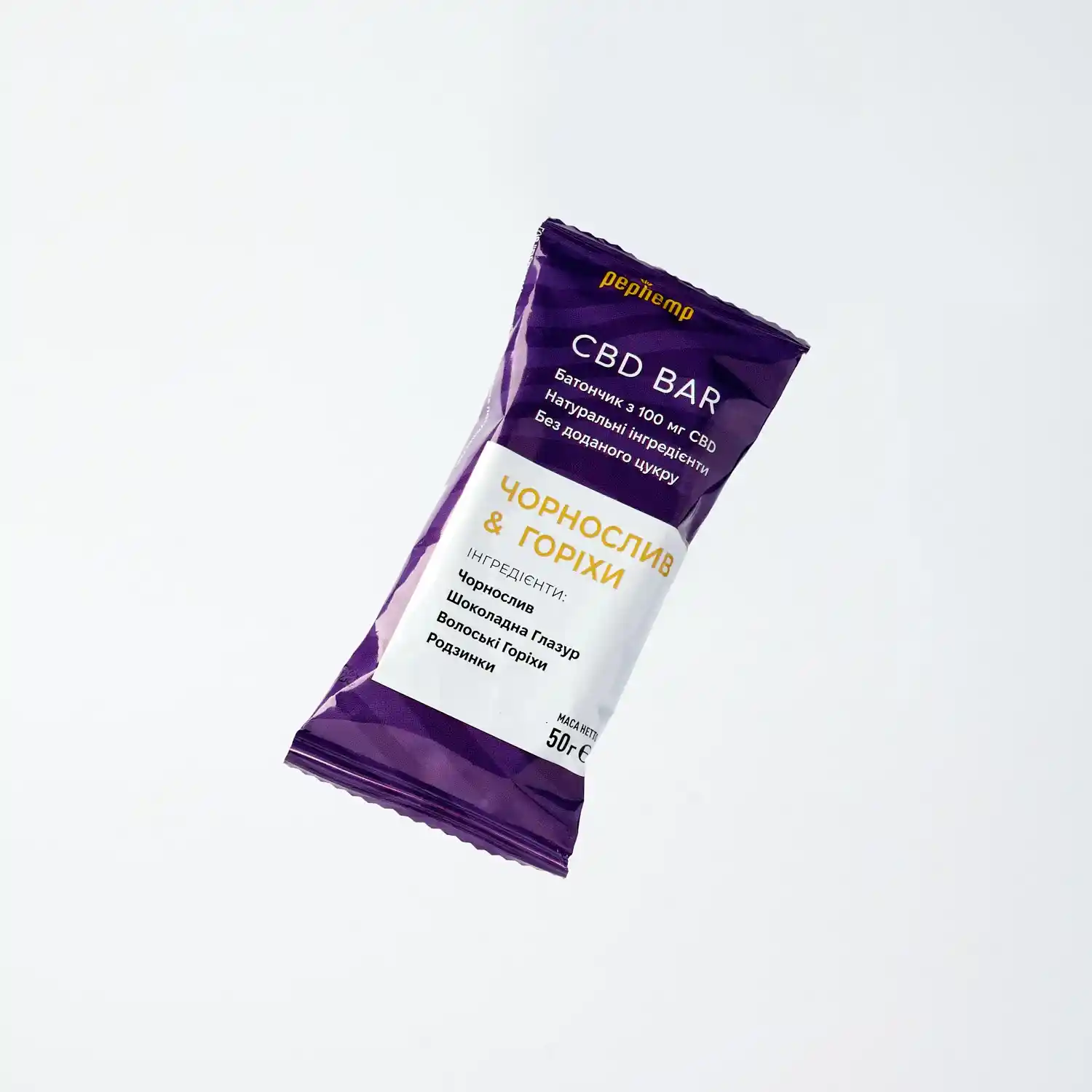 Батончик з КБД "Чорнослив та горіхи" в шоколадній глазурі, 50 г